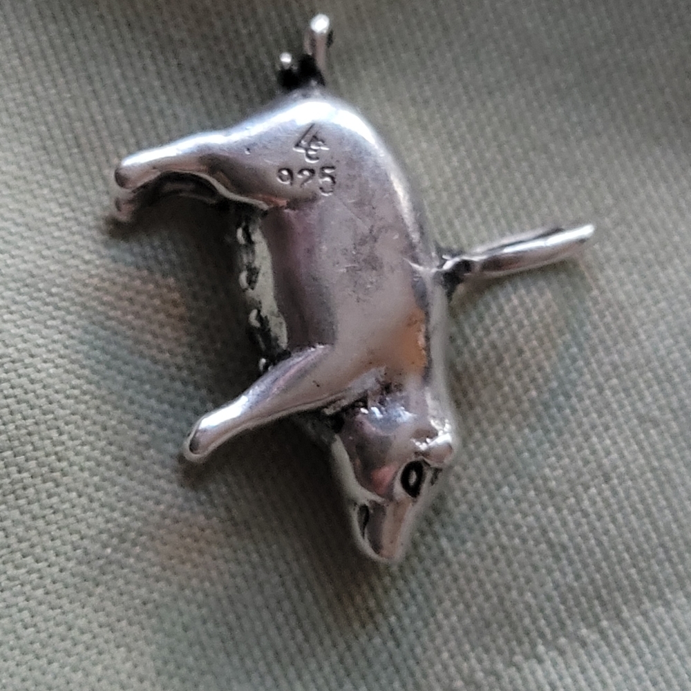 .925 Solid Sterling Silver Pig Charm - Picture 7 of 8